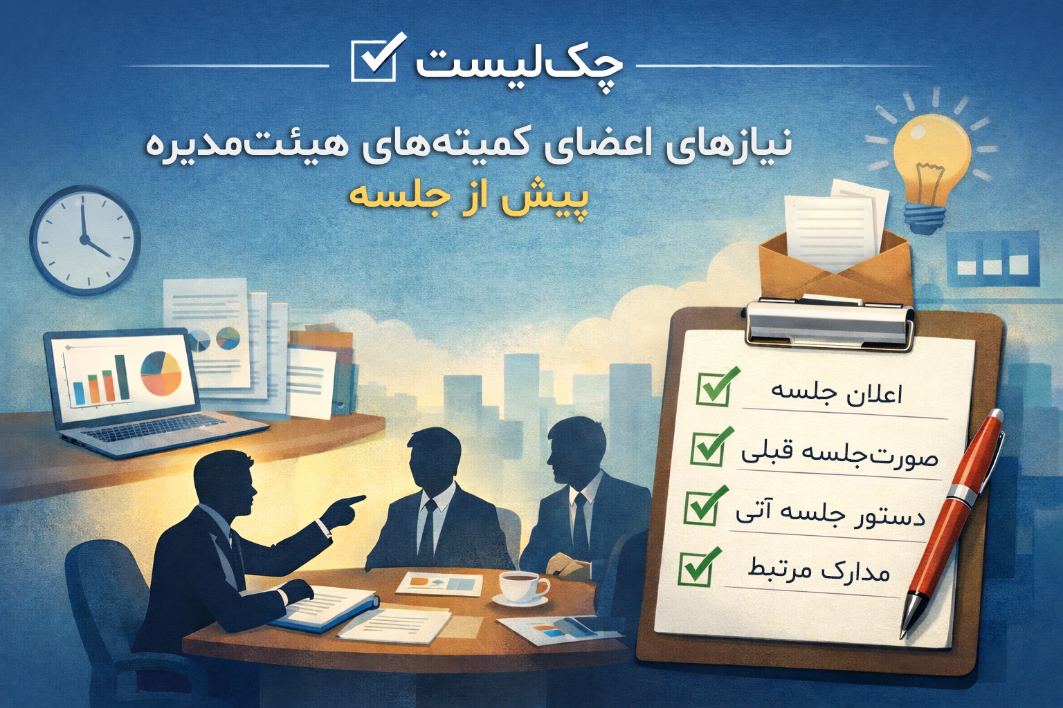 چک‌لیست: نیازهای اعضای کمیته‌های هیئت‌مدیره پیش از جلسه